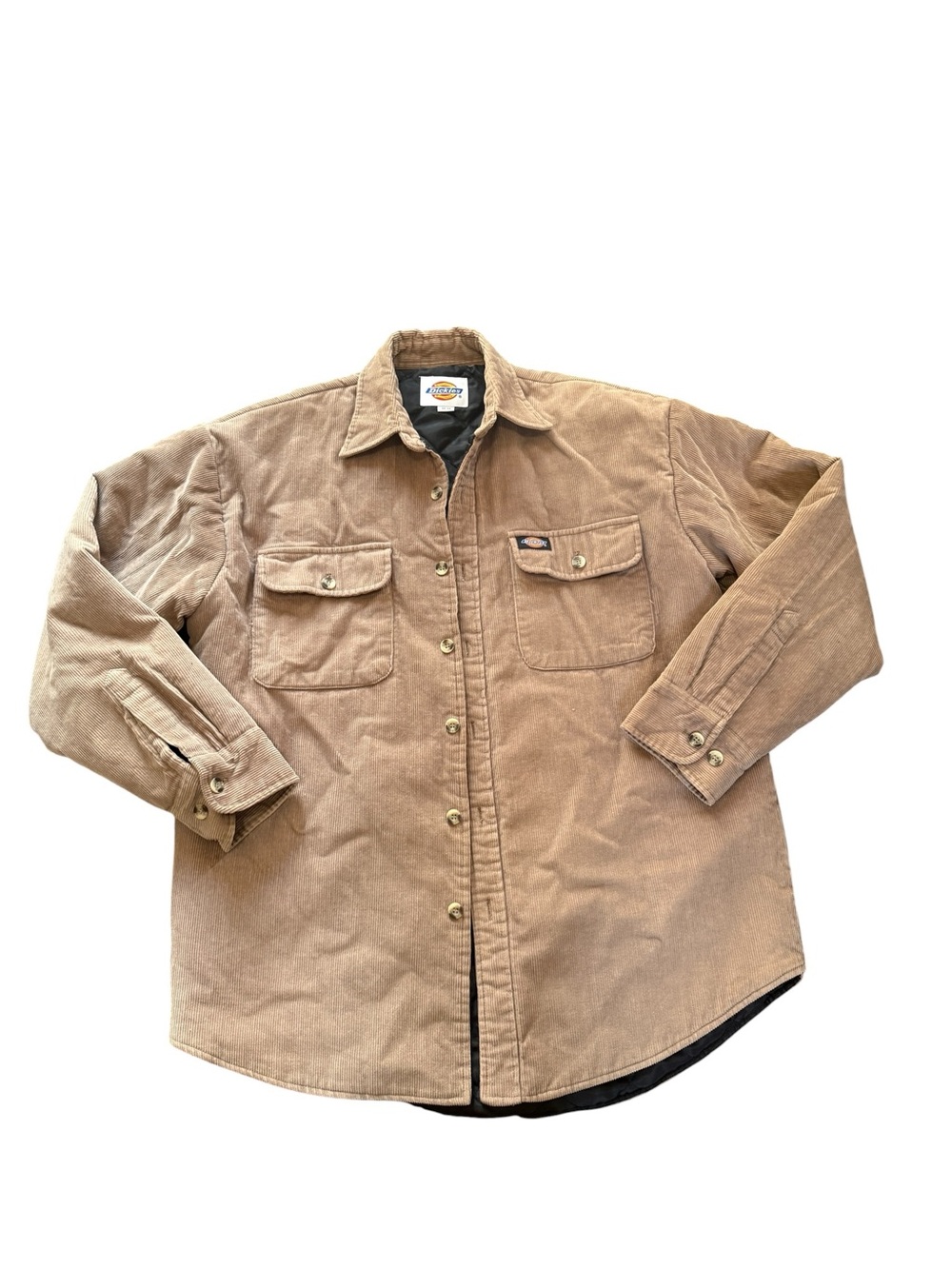 Dickies Men’s Tan Corduroy Shirt Jacket/black diamond lining, Button front, Sz M